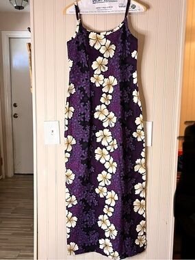 Hilo Hattie Vintage Sz 4 Hawaiian Dress Purple Maxi Hibiscus